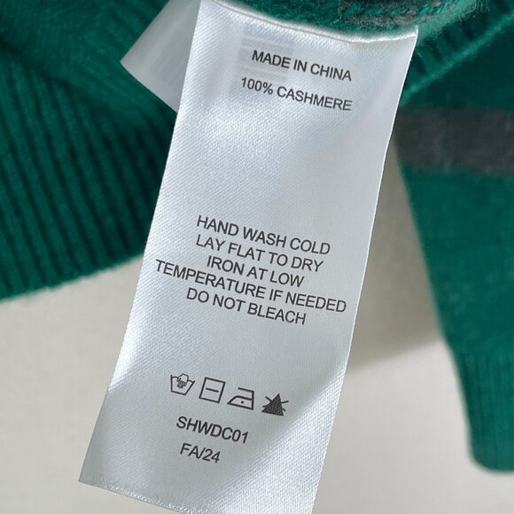 Quince Size XL 100% Mongolian Cashmere Green Holiday Knit Sweater Christmas - Picture 6 of 11